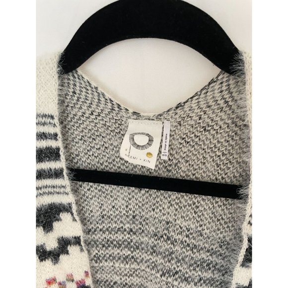 Anthropologie Akemi + Kin Geometric Print Poncho Cardigan OS Ivory NWOT - Picture 5 of 7